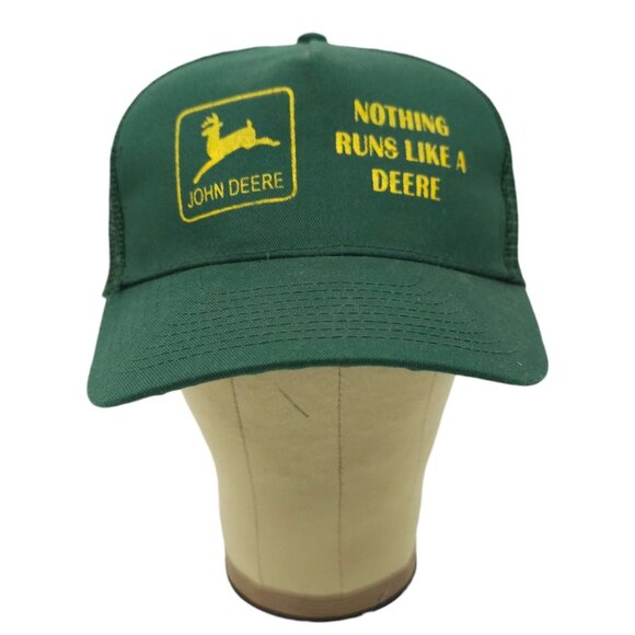 John Deere Mesh Strapback Cap Trucker Baseball Hat Nothing Runs Like A Deere - Picture 13 of 14